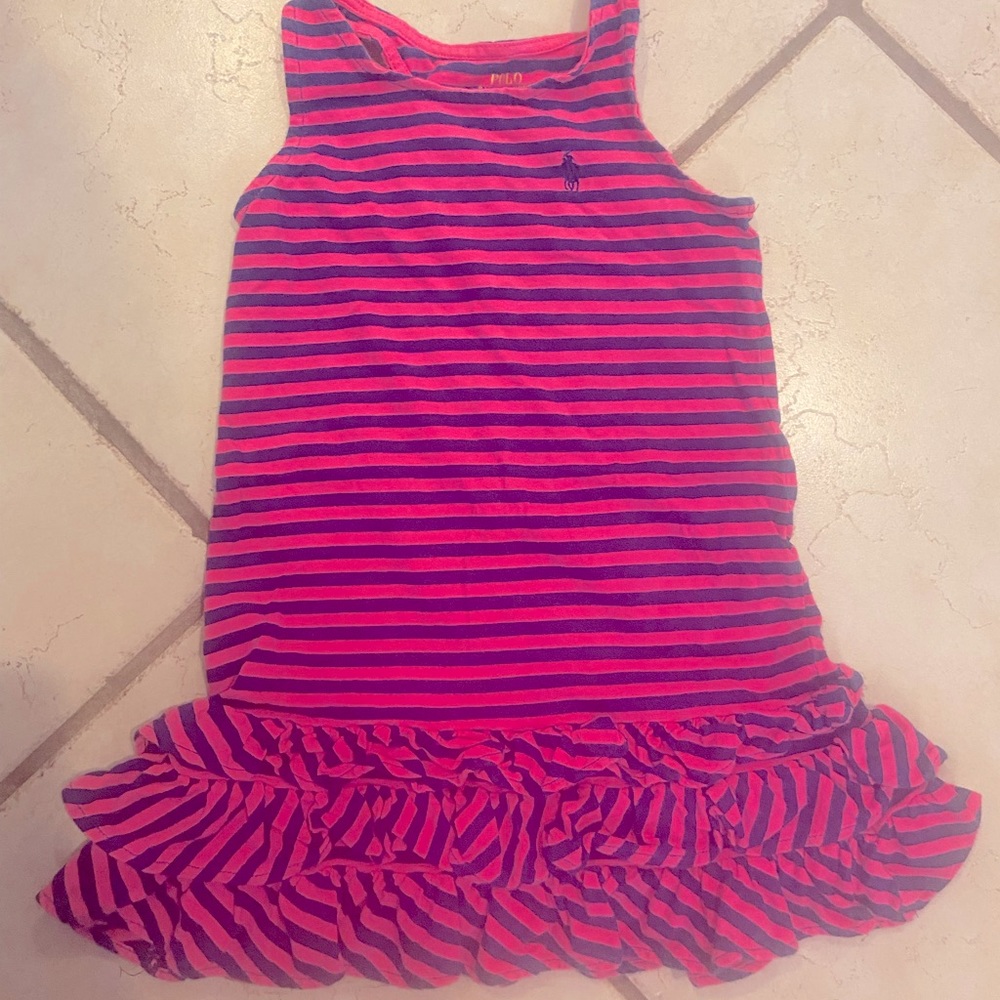 Ralph Lauren Size 3T Pink / Navy striped dress.  EUC!